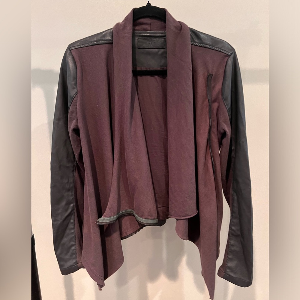 BLANK NYC Women's Gray Two-Tone Asymmetrical Jacket